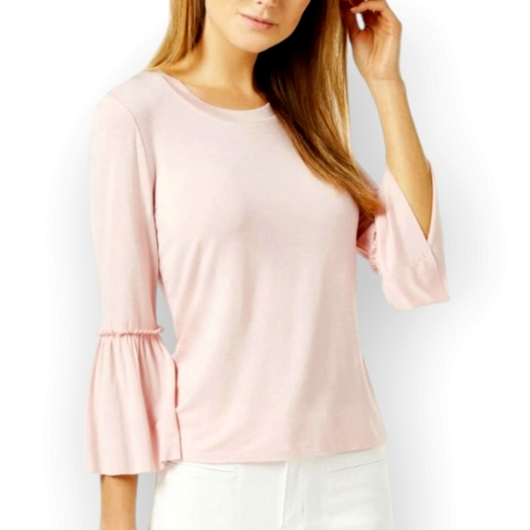 J. Jill Wearever Collection Flowy Bell Sleeve Top Large Pastel Pink Fairy - Picture 1 of 5